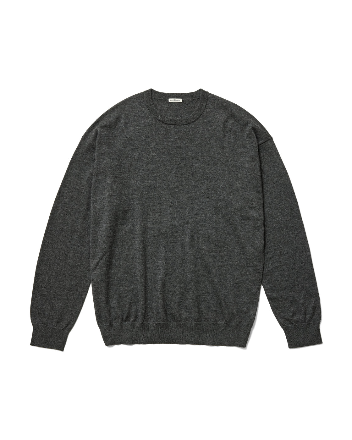 ウーステッドカシミヤ 150 クルーネック, Top Gray