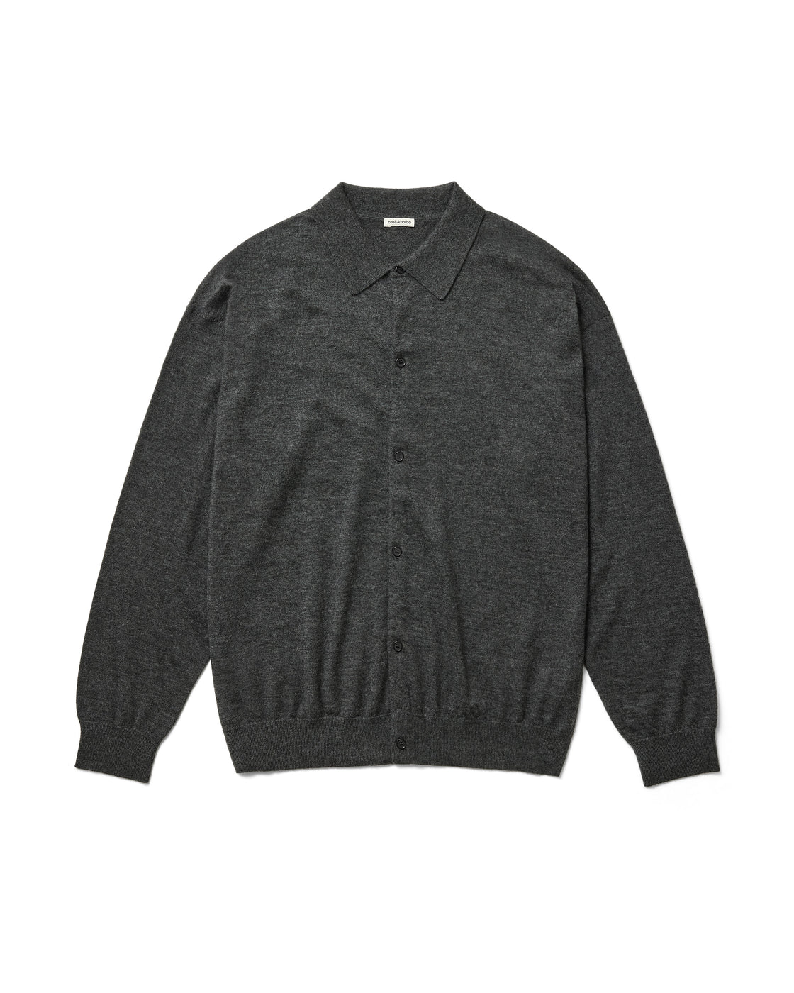 ウーステッドカシミヤ 150 ポロカラー, Top Gray