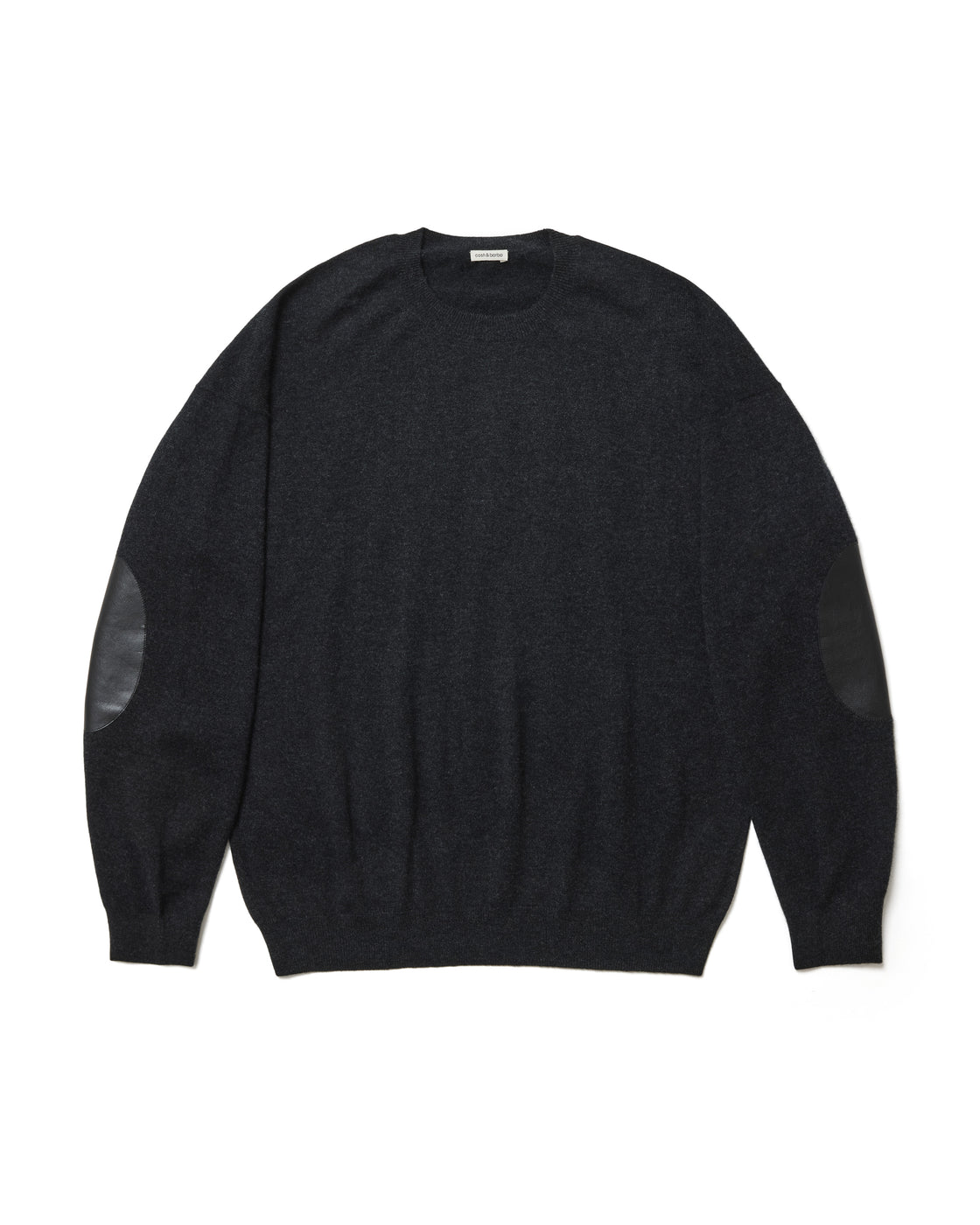 【cash & barba x Shinichi Mita】モンゴリアンカシミヤ エルボーパッチ クルーネック, Sumikuro