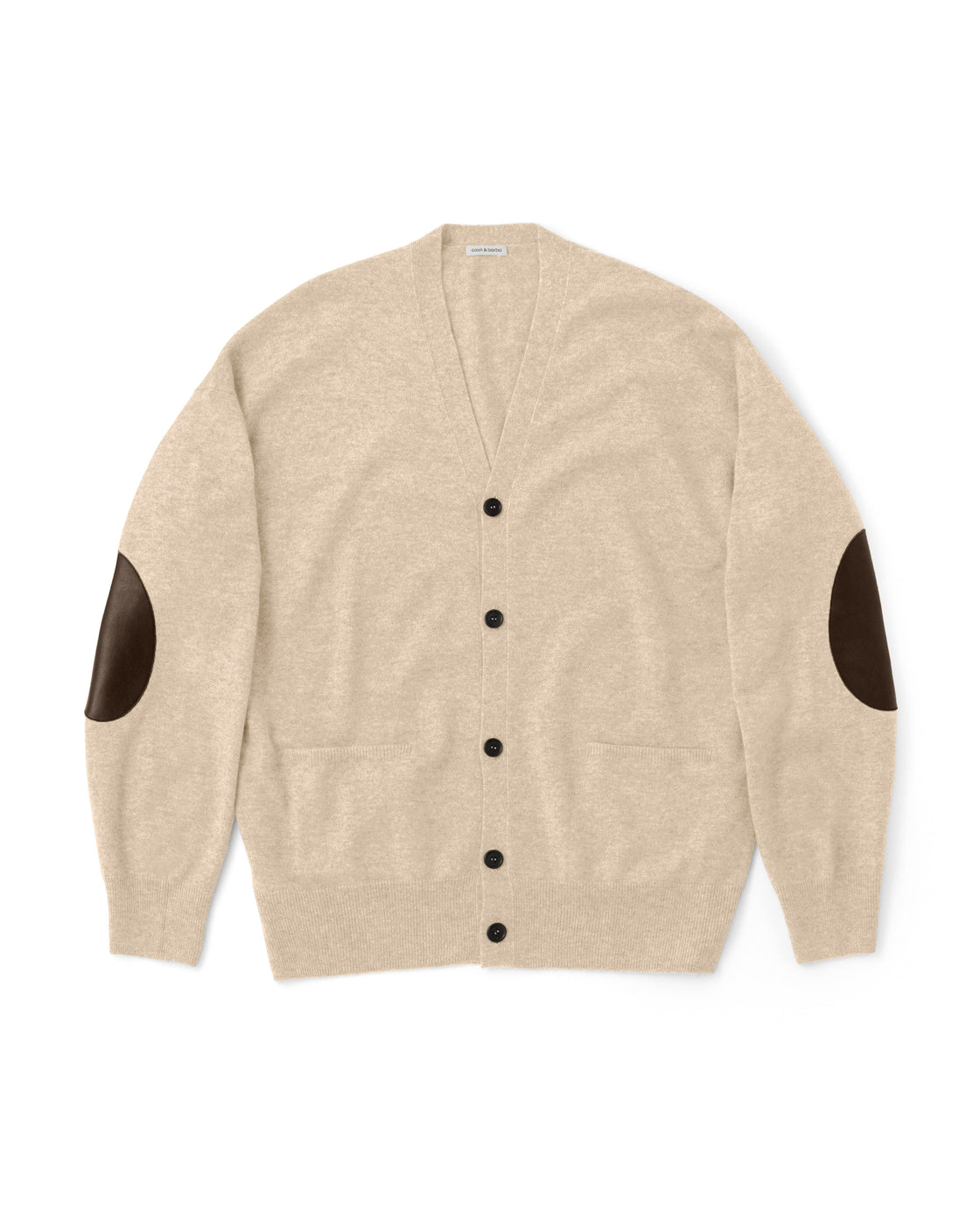 モンゴリアンカシミヤ エルボーパッチ カーディガン, Natural Beige