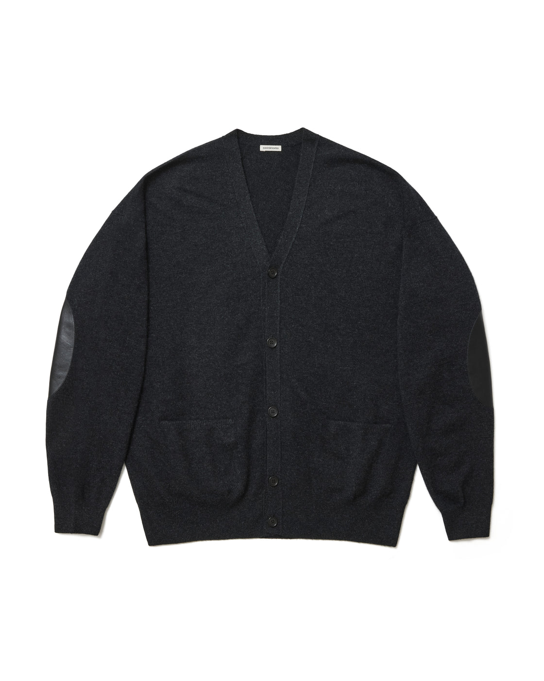 【cash & barba x Shinichi Mita】モンゴリアンカシミヤ エルボーパッチ カーディガン, Sumikuro