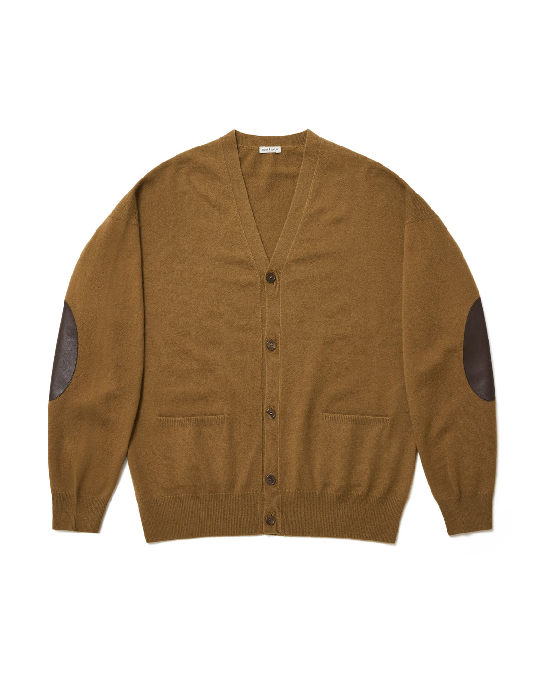 【cash & barba x Shinichi Mita】モンゴリアンカシミヤ エルボーパッチ カーディガン, Beige