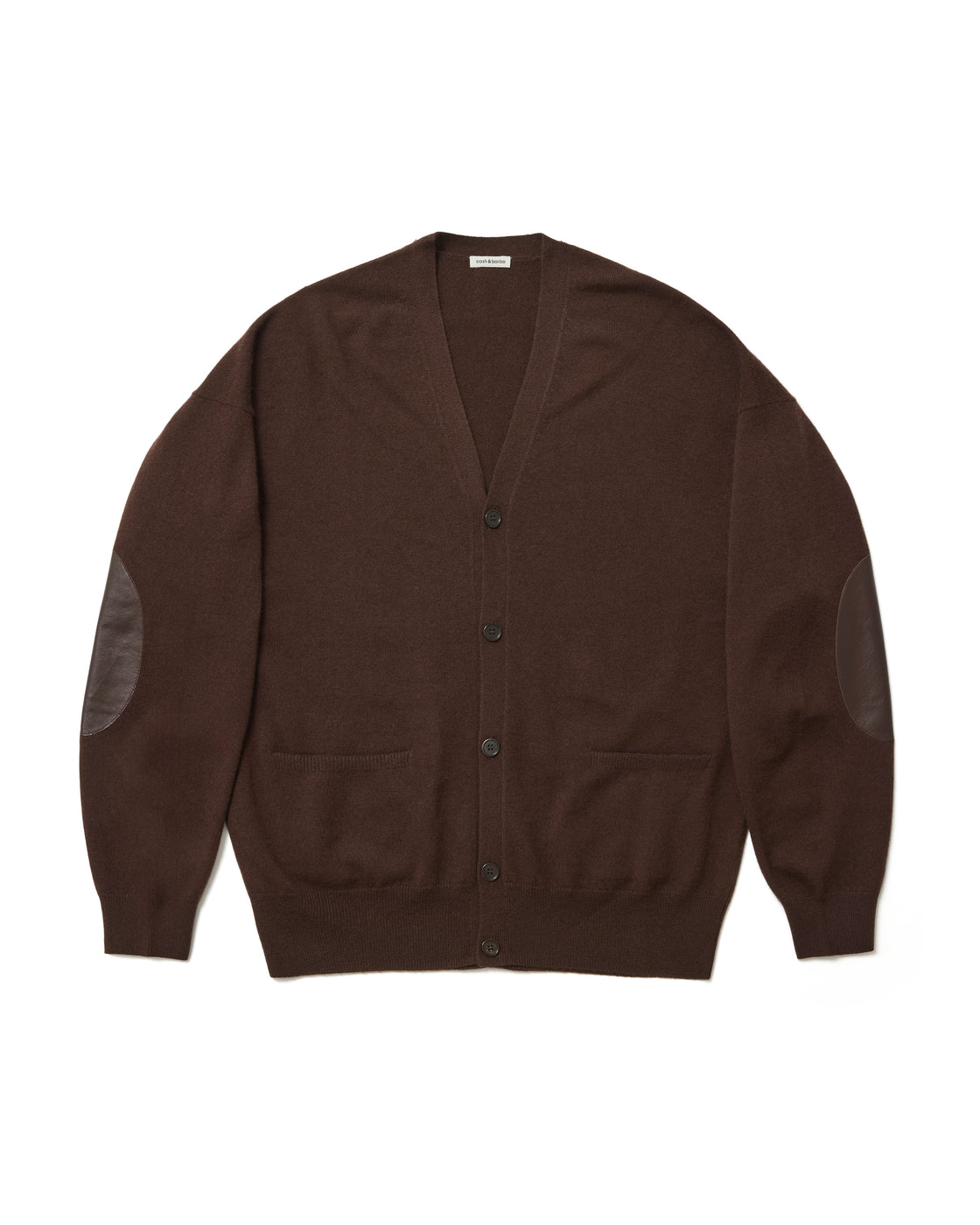 【cash & barba x Shinichi Mita】モンゴリアンカシミヤ エルボーパッチ カーディガン, Brown