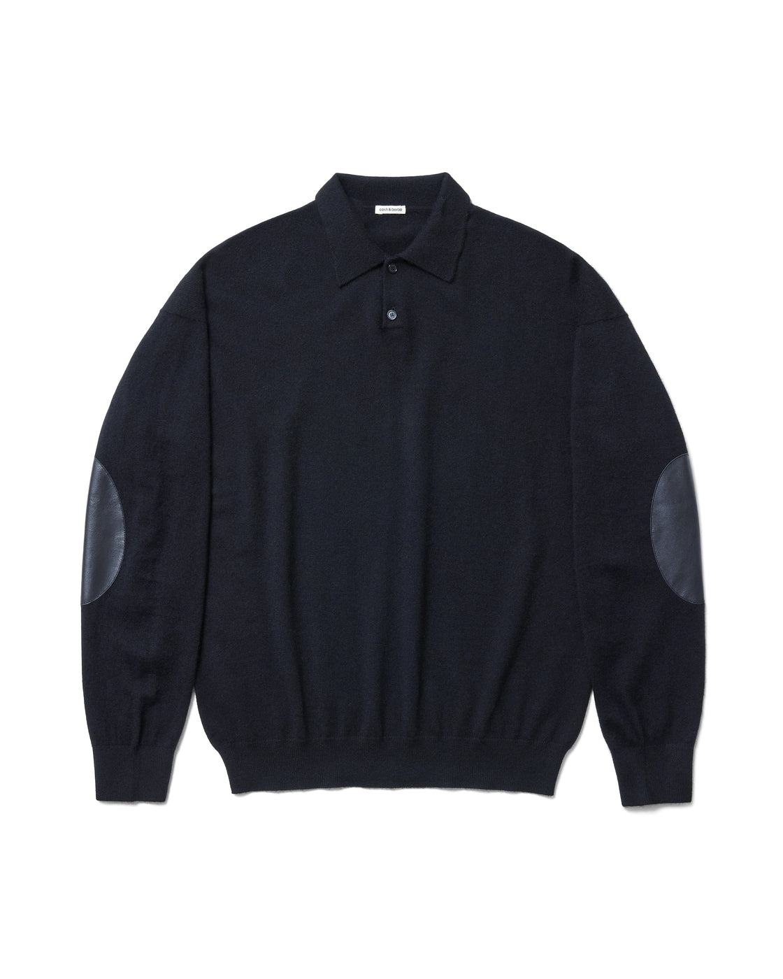 モンゴリアンカシミヤ エルボーパッチ ポロ, Black