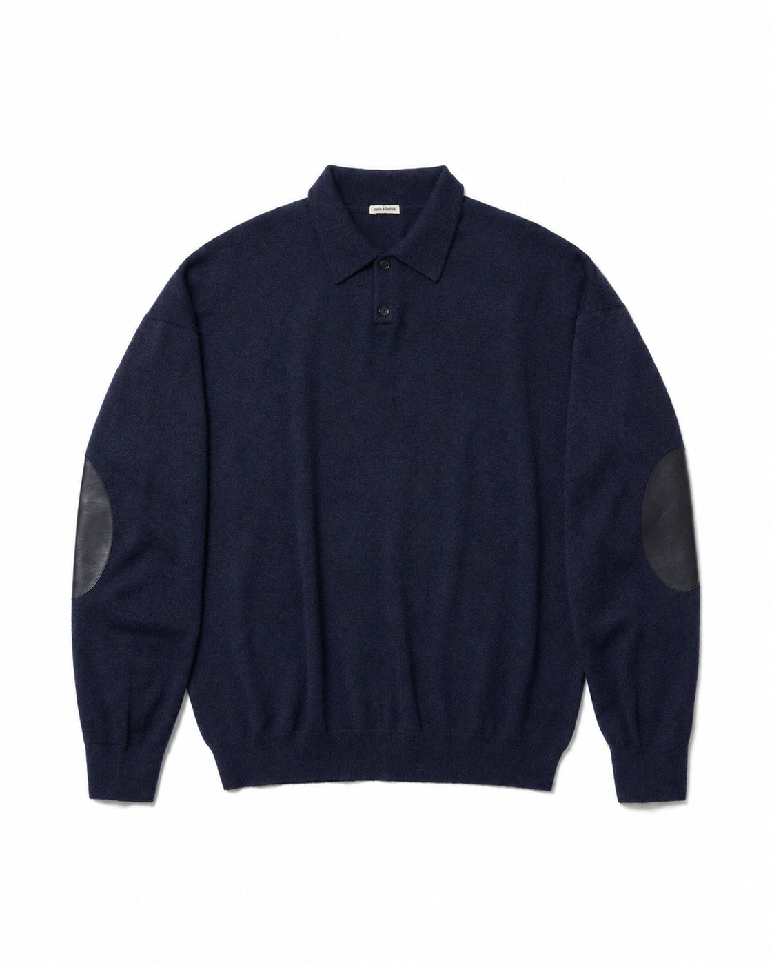 モンゴリアンカシミヤ エルボーパッチ ポロ, Navy