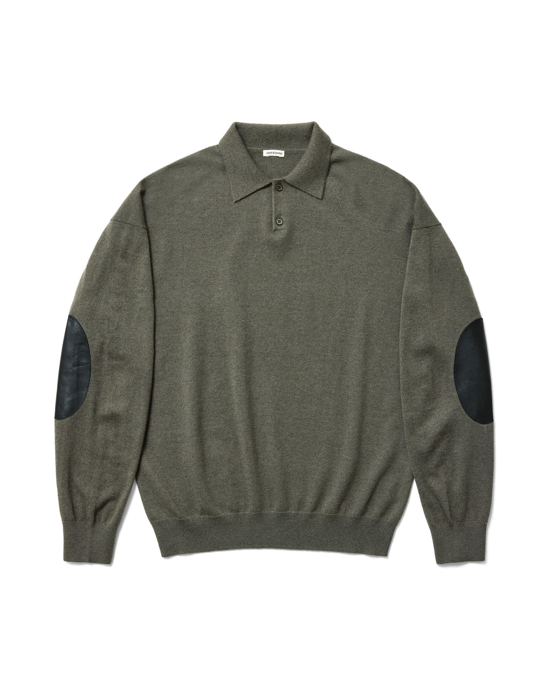 モンゴリアンカシミヤ エルボーパッチ ポロ, Sage Green