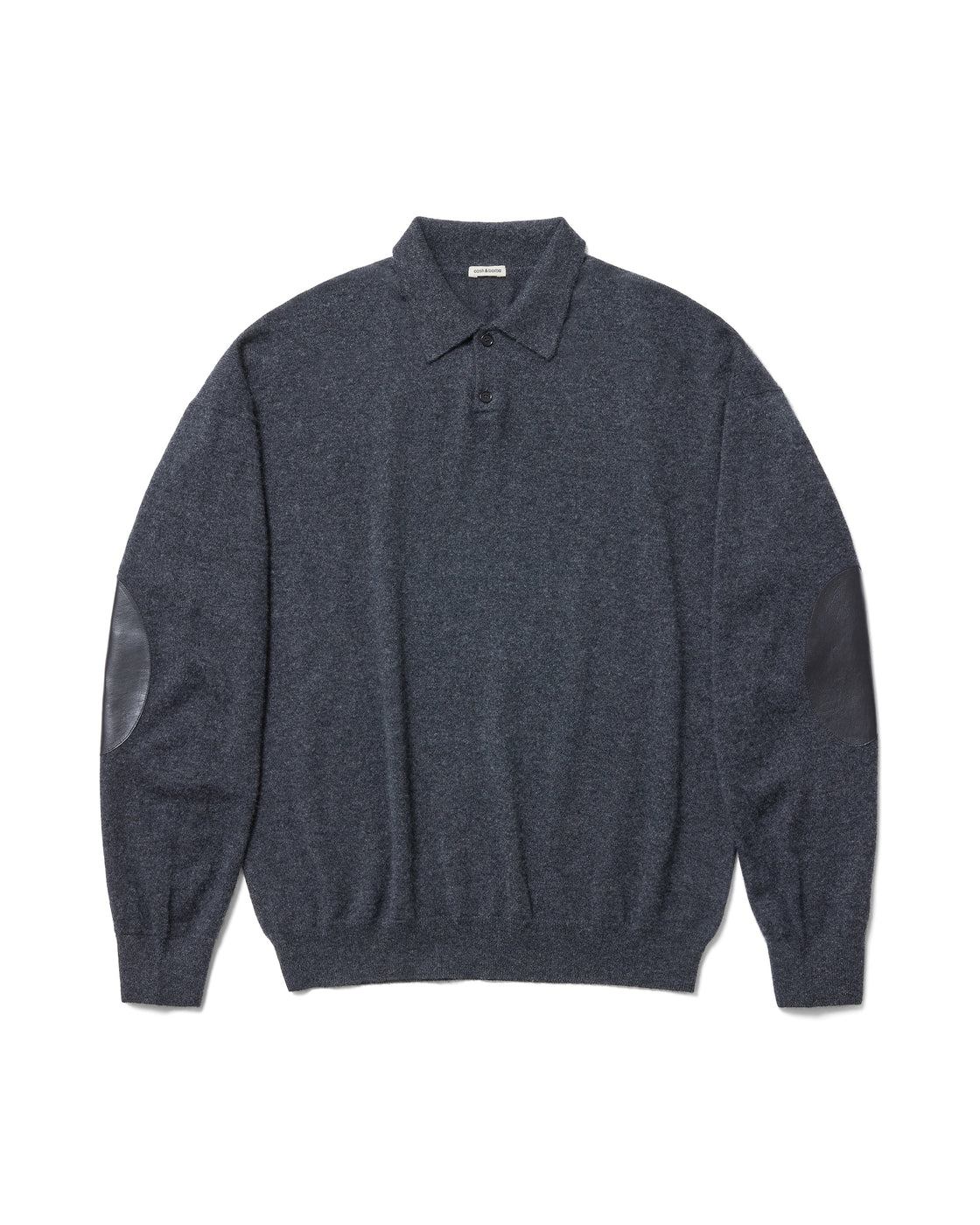 モンゴリアンカシミヤ エルボーパッチ ポロ, Top Gray