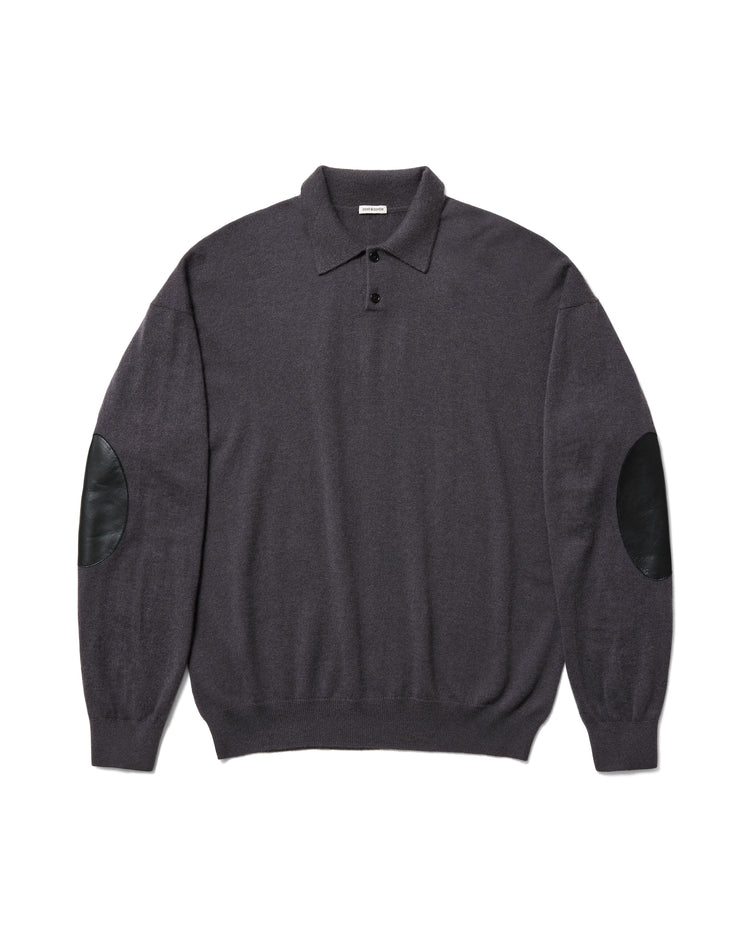 cash&barba モンゴリアンカシミヤエルボーパッチクルーネック 2 グレー cash&barba モンゴリアンカシミヤ エルボーパッチクルーネック