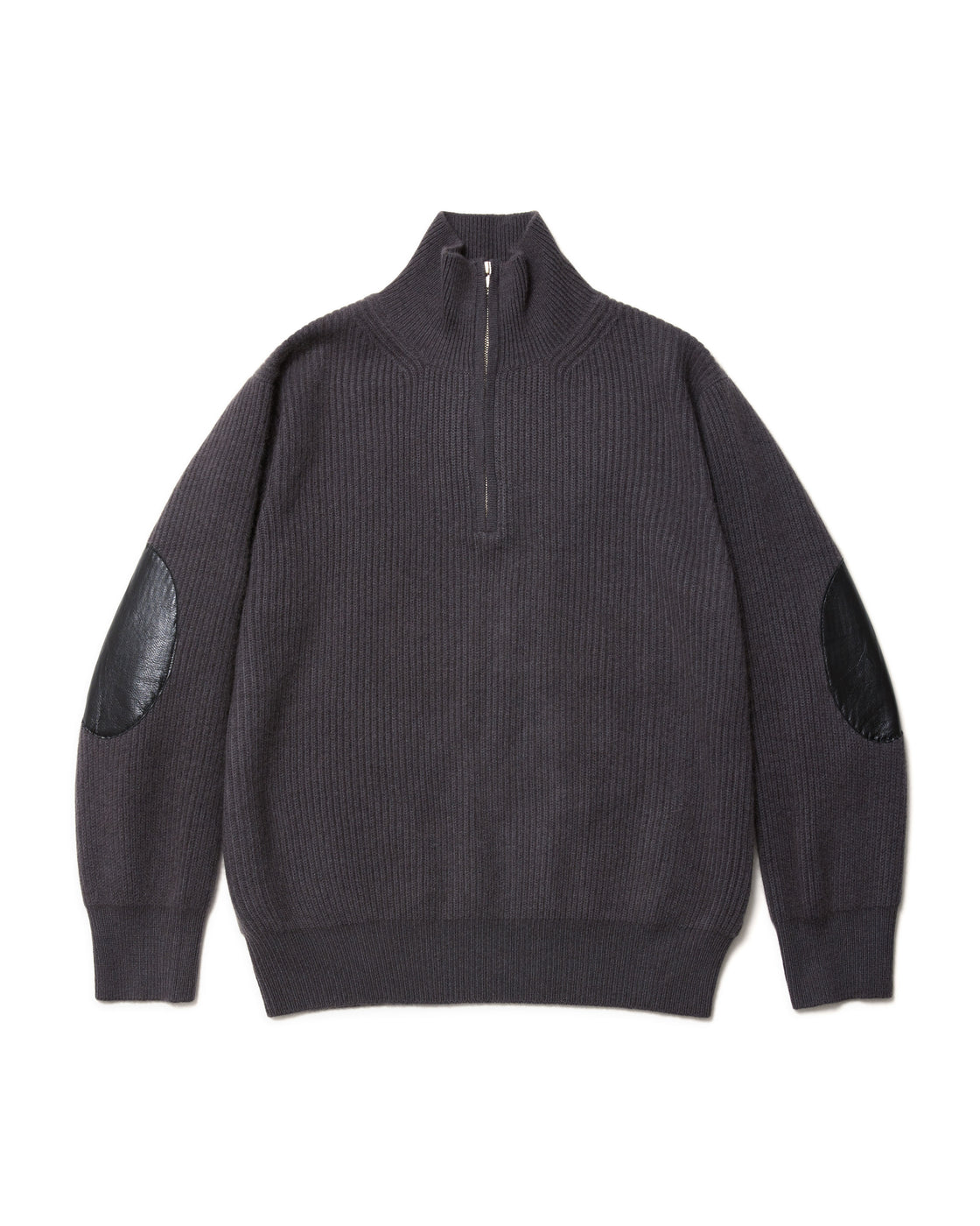Mongolian Cashmere Elbow Patch Half Zip, Umber